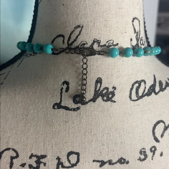 Faux Turquoise Layered Bib Necklace - Picture 5 of 5